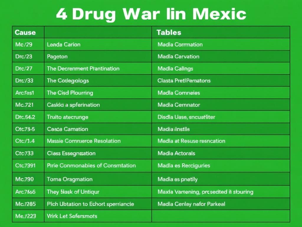 Der Drogenkrieg in Mexiko: Ursachen und soziale Auswirkungen. Tabellen: Strukturierte Übersicht Der Drogenkrieg in Mexiko: Ursachen und soziale Auswirkungen. Tabellen: Strukturierte Übersicht