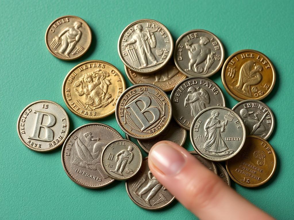 checking the value of old coinsфото